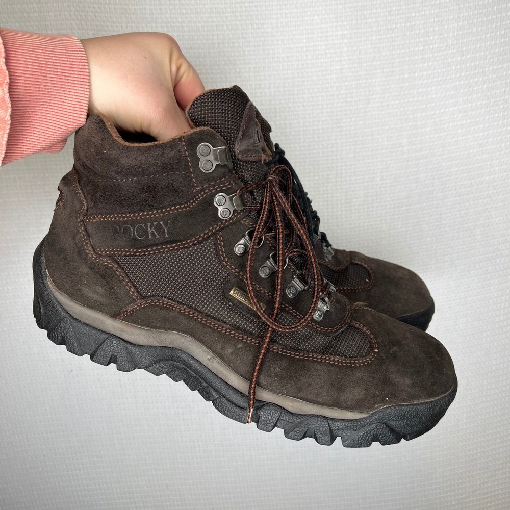 Rocky Gore-Tex Brown Suede Mesh Hiking Boots Mens 12 M Waterproof Lug Sole H040